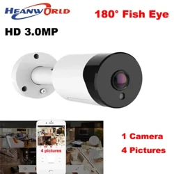 Heanworld HD 180 Gradd Panoramig Pysgod Llygad Llygad Lens PoE IP Camera 3.0MP Awyr Agored Waterproof Camera Rhwydwaith Teledu Cylch Cyfyng Gweledigaeth Nos