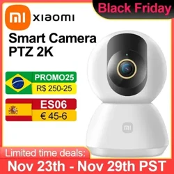 Xiaomi 360° Smart Home Security Camera PTZ 2K Baby Monitor 1296x2304P AI Panoramic Camera HD Night Vision Webcam Work With Miji