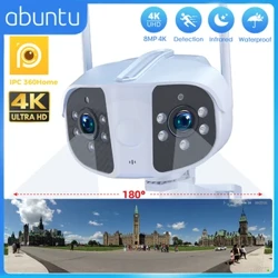 8MP 4K Wifi-kamera 180° Wide Angel Panoramic Security Camera 4X Digital Zoom Dubbellins utomhusövervakningskamera IPC 360Home