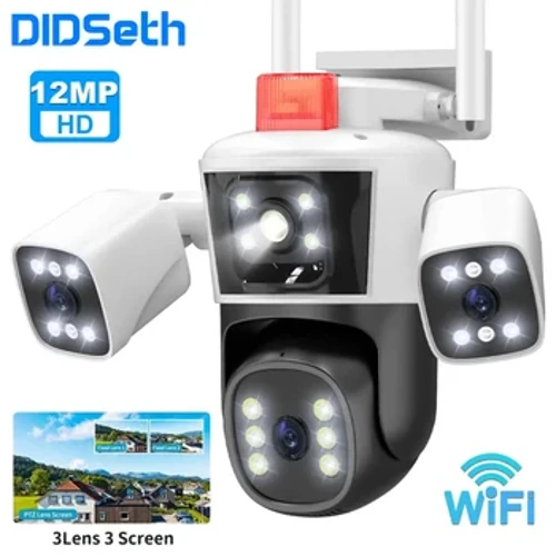DIDseth 12MP Drie Lens Ip Camera Panoramisch Zicht 6K Wifi Buiten PTZ Camera Ip Ai Theo Dõi Camera Quan Sát Giám Sát Video