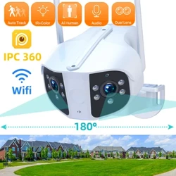 4K 8MP Dual Lens Wifi IP-камера Outdoor 180° Ultra Wide View Angle Panoramic Human Detect 6MP CCTV Camera Відеоспостереження