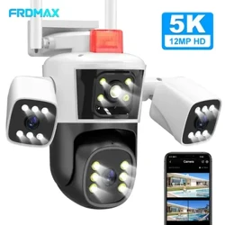 12MP 6K WiFi IP-Kamera Drei Linsen Außen-Panorama-Ansicht PTZ-Kamera Smart Security Protection Straßen-WiFi-Überwachungskameras