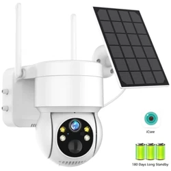 Caméra IP WiFi PTZ extérieure sans fil solaire 4MP HD batterie intégrée caméra de Surveillance vidéo longue durée de veille application iCsee