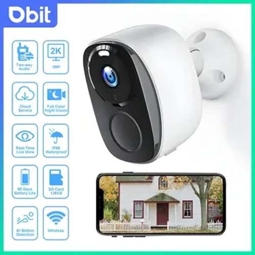 DBIT Wifi Survalance Camera 3MP Sécherheetsschutz Outdoor IP Kamera Smart Home Night Vision Video Recorder Batterie ugedriwwen