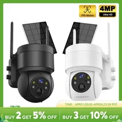 Solar WIFI-kamera utomhus 4MP videoövervakning Trådlös IP-kamera med 7800mAh laddningsbatteri PIR Human Detecte Security Cam