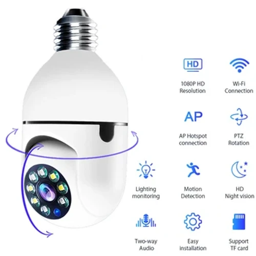 Bóng Đèn Camera Giám Sát Full Tầm Nhìn Ban Đêm Tự Động Theo Dõi Con Người Zoom Giám Sát An Ninh Trong Nhà Camera Wifi Nhà Thông Minh