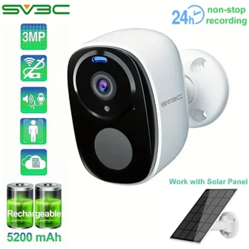 Ikhamera Yebhethri Engenantambo I-Wifi Ngaphandle, I-Solar Powered Security engangeni manzi ye-IP CCTV yangaphakathi ye-AI Motion Detection Spotlight Siren Alarm