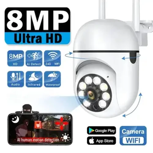 8MP Wifi Monitor de securitate fără fir Camere Color Viziune nocturnă Cameră în aer liber Smart Home CCTV HD Camera de supraveghere IP66 rezistentă la apă