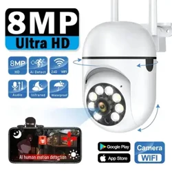 8MP Wifi Không Dây Giám Sát An Ninh Camera Màu Sắc Tầm Nhìn Ban Đêm Ngoài Trời Cam Nhà Thông Minh Camera Quan Sát HD Camera Giám Sát IP66 Chống Thấm Nước
