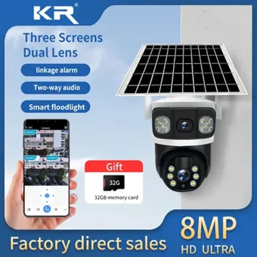 4K12MP Dual Lens Solar Camera Outdoor Beveiliging WiFi Bewakingscamera's Met Zonnepaneel Menselijke detectie 4G SIM PTZ CCTV Camera