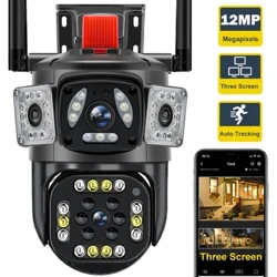 6K 12MP ʻO waho WiFi Kāmeʻa Manaʻo Neʻe 8X Zoom ʻEkolu Pale 360° Nānā IP Camera Security Protection PTZ Video Surveillance