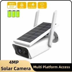 Batri Solar Camera Powered WiFi IP Camera Awyr Agored Di-wifr 4MP Gwyliadwriaeth Diogelwch Camera Dal dwr IP66 CCTV PIR