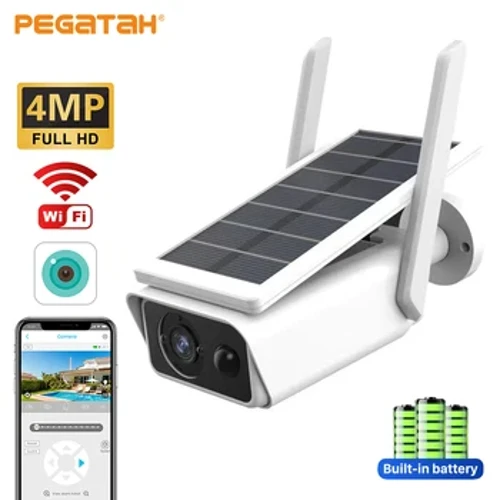 PEGATAH 4MP Wifi Solar meapueata e leai se ma'a e fa'aogaina i fafo IP mea pu'eata IP66 PIR Vitio Mata'ituina Saogalemu Pu'u Puta.