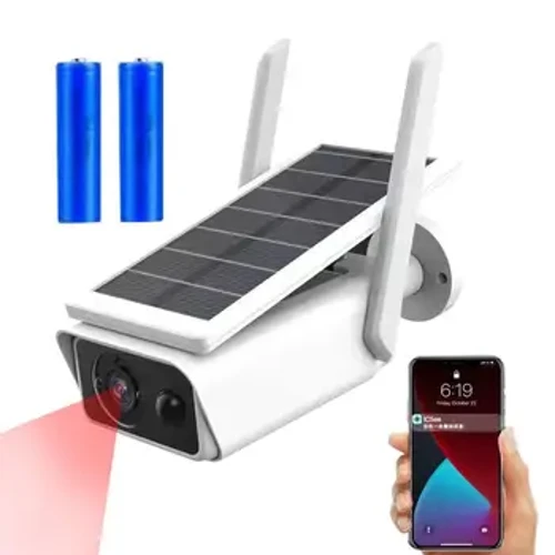 Ceamara Gréine Gan Sreang Ceallraí 3MP Ceamaraí IP wifi Powered Allamuigh Faireachas 8W uiscedhíonach CCTV PIR Do Shlándáil Baile Cliste