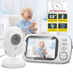 3.5'' Видео бебефон 2.4G Mother Kid 2 Way Audio Talk Нощно виждане Охранителни камери Камера за видеонаблюдение с температура