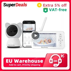 Monatóireacht Leanbh 5 Orlach le Ceamara Fuaime Nanny Security Video Intercom Gan Sreang Fís Oíche 355 ° PTZ 300m raon dhá-bhealach Video