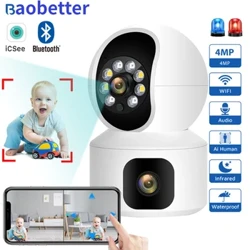 Câmera hd sem fio wi-fi com telas duplas, monitor para bebê, visão noturna, mini câmera ip de segurança ptz, câmeras de vigilância cctv