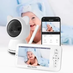 5 Polegada monitor do bebê com câmera de áudio babá segurança vídeo porteiro sem fio visão noturna 355 ° ptz 300m alcance vídeo bidirecional