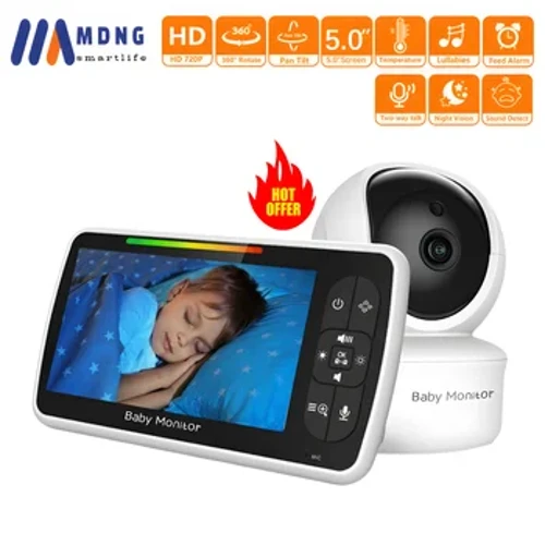 Monitor Bayi 5 Inch dengan Kamera 360° Pan-Tilt 1000ft Ibu Anak Anak-anak Portabel Video Pengasuh Barang Bayi Gratis Pengiriman