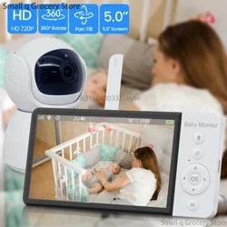 5.0 นิ้ว Wireless Video Baby Monitor แบตเตอรี่ 5000mAh หน้าจอ IPS พร้อมกล้อง Nanny PTZ 2-way Audio VOX lullaby TF Card บันทึก