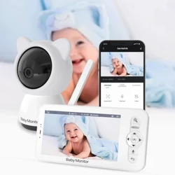 Monatóireacht Leanbh 5 Orlach le Ceamara Fuaime Nanny Security Video Intercom Gan Sreang Fís Oíche 355 ° PTZ 300m raon dhá-bhealach Video