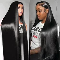 Parrucche frontali in pizzo dritto parrucche per capelli umani 13x6 Hd trasparente densità 250 40 pollici parrucca anteriore in pizzo 13x4 per donne capelli umani brasiliani