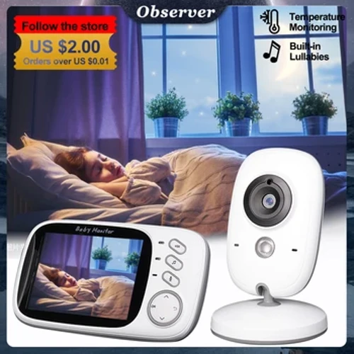 VB603 Video Monitor Bayi Ibu Anak 2.4G Kamera Pengawasan Audio Dua Arah dengan Tampilan Suhu IR Night Vision Barang Bayi