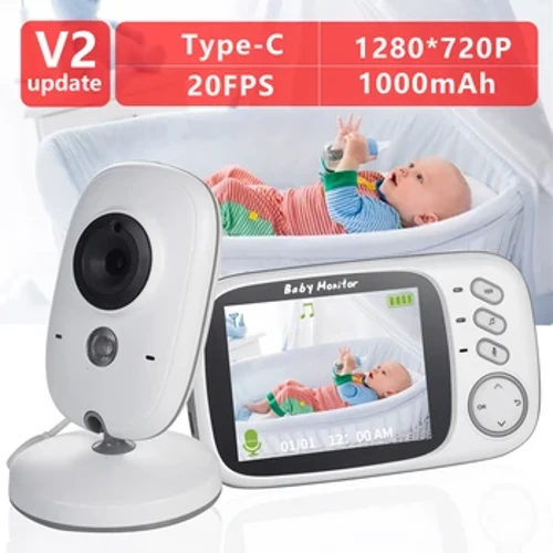 Monitor de bebé VB603 V2 con cámara, niñera electrónica LCD de 3,2 pulgadas, Audio bidireccional, visión nocturna, vídeo, Radio para niñera, cámara para bebé