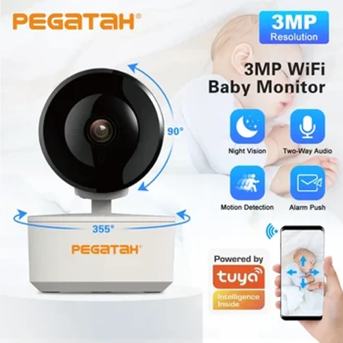 Tuya wifi câmera ip 3mp sem fio indoor monitor do bebê cor completa ir visão noturna rastreamento automático câmeras ip de vigilância casa inteligente