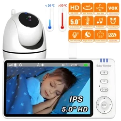 Monitor eletrônico de vídeo para bebês, 5 unidades, com câmera pan-tilt-zoom, visão noturna, bebês, 2.4g, monitor portátil, coisas para recém-nascidos