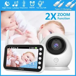2024 chaqaloq monitori 4,3 dyuymli 2,4 gigagertsli Wi-Fi rangli kamerasi ikki tomonlama audio tungi ko'rish simsiz video xavfsizlik monitoringi xonasi ABM100