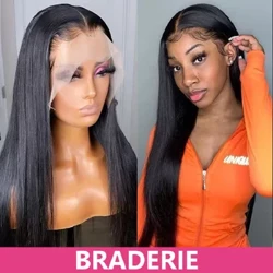 Perucas para mulheres perucas de cabelo reto de renda transparente 13x6 hd peruca frontal de renda pré arrancadas 5x5 usar e ir perucas de cabelo humano sem cola