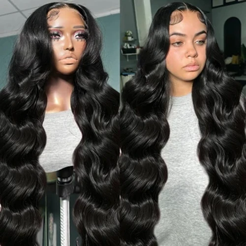 300% Dwysedd Uchel 13x6 HD Tryloyw Corff Ton Lace Wig Gwallt Dynol Blaenorol 30 38 Modfedd 13x4 Lace Blaen Wig PrePlucked Ar gyfer Merched