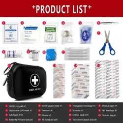 CARBOU 91pcs Waasserdicht Outdoor Rees Auto Éischt Hëllef Kit Heem Kleng Medizinesch Box Noutfall Survival Kit Stot Camping