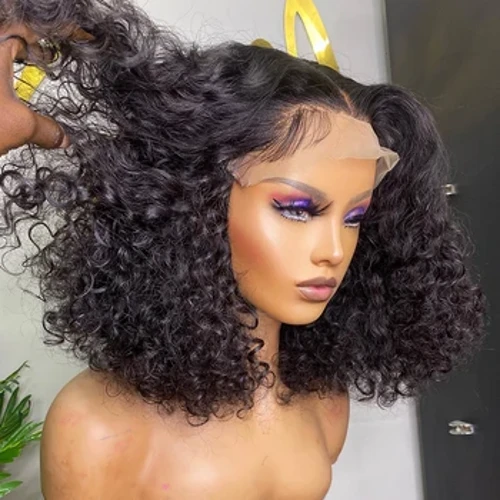 Wiginside 250 шчыльнасці 13X6 HD Deep Wave Боб з кучаравымі карункавымі франтальнымі бесклеевыми парыкамі з чалавечымі валасамі 13X4 спераду высокай якасці