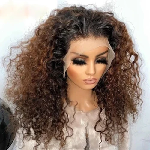 Yumuşak 26 ”Uzun Ombre Sarışın Kahverengi Kıvırcık 180 Yoğunluk Dantel Ön Peruk Siyah Kadınlar Için Babyhair Isıya Dayanıklı Önceden Koparıp Tutkalsız