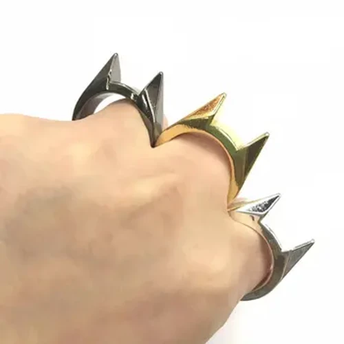 1Pcs Kagamitan para sa Kaligtasan ng Kaligtasan ng Kaligtasan ng Kababaihan ng mga Babae sa Metal Ring Finger Ring Tool Singsing sa Tainga ng Pusa Pilak Ginto Itim na Kulay