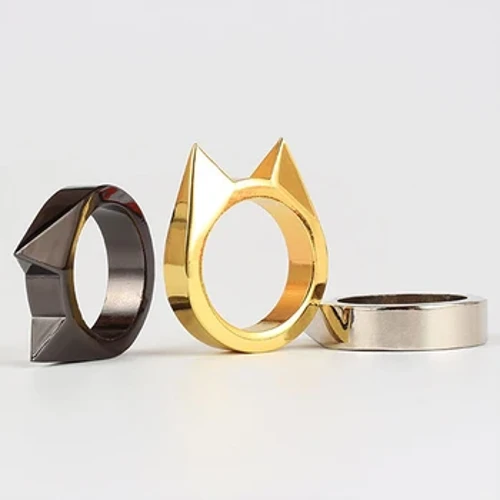 Edelstahl Selbstverteidegungsringe Fraen Männer Broken Window Cat Ouer Sécherheet Survival Defense Ring Selbstverteidegung Supplies Outdoor Survival