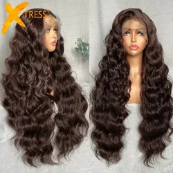 ʻO ka ʻulaʻula ʻulaʻula Synthetic Lace Wigs X-TRESS Super Long Loose Wave 13x4 Lace Frontal Hair Wig me ka lauoho pēpē i kēlā me kēia lā ke ʻano hou.