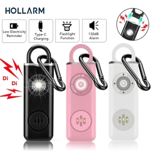 Hollarm Selbstverteidigungsalarm 130 dB Anti-Wolf-Alarm mit LED-Licht Selbstverteidigungs-Frau Sicherheitsalarm Anti-Angriffs-Schlüsselanhänger