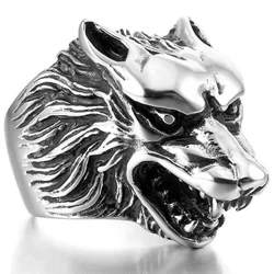 Moud iwwerdriwwen Männer Wolf Kapp Ring Perséinlechkeet Retro Ice Wolf Goss Titan Stol Ring Super Cool Kierper Verteidegung Ring