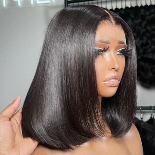 Luvkiss Short Bob Straight 13X4 Lace Front 13X6 HD Lace Frontal Wig 250 Density Human Hair Wig 5X5 Glueless Para sa Itim na Babae