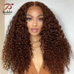 Parrucca anteriore in pizzo marrone ad alta densità parrucca per capelli umani ad onda d'acqua per donna parte centrale senza pizzo trasparente senza colla BOBBI
