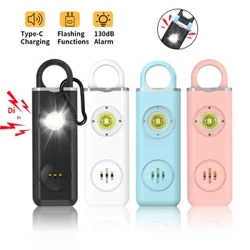 Personal Self Defense Alarm，130db Self Defense Siren Safety Alarm Para sa Babaeng Babae, Personal Keychain Alarm Rechargeable Battery