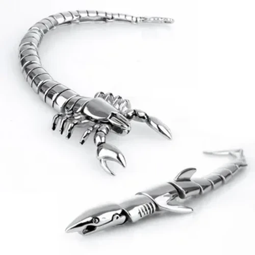 EDC Outdoor Selbstverteidegung Titan Stahl Sëlwer Shark Scorpion Bracelet Multifunction Tool Domineering Shark Punk Lokomotiv Männer