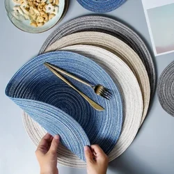 6pcs Mata Tábla Babhta Uigí Ramie Placemats Frith-duillín Bia Tábla Mataí Neamh-duillín Earraí Boird Padaí Babhla Cóstaeir Chorn Dí Cistine