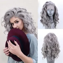 AIMEYA Tổng Hợp Phối Ren Phía Trước Bộ Tóc Giả Ngắn Tóc Giả Bob Dành Cho Nữ Màu Nâu Bạc Màu Xanh Hồng Tổng Hợp Phối Ren Tóc Giả Cosplay Ngắn tóc Giả