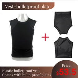 Taktesch elastesch Weste mat Bulletproof Plack - universell Gréisst gëeegent fir Gewiicht 65-85kg, mat IIIA Bulletproof Soft Plack