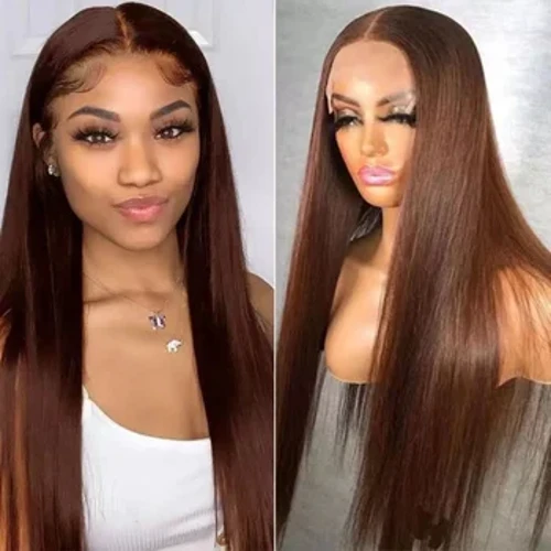 Synthetesch Wigx4 Hd Transparent Spëtzele Frontal Perücke 250 Dicht 24 Zoll Straight Spëtzefront Perücke HD Hoer Spëtze Frontal Perücke Fir Fraen