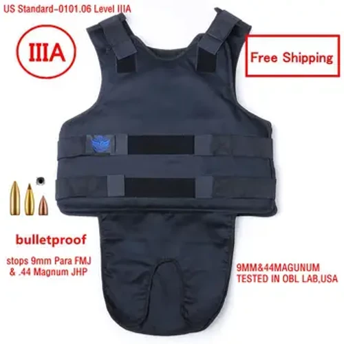 Rompi Anti Peluru yang Dapat Disembunyikan dengan Tas Pelindung Tubuh Polisi NIJ IIIA Tingkat Perlindungan 44 magnum 9mm 3a Jaket Anti Peluru